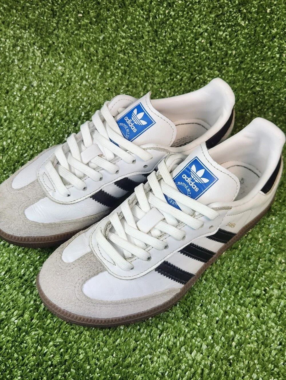 Adidas Samba GO Kids Boys Classic White Black Leather Shoes Sneakers Size 13K